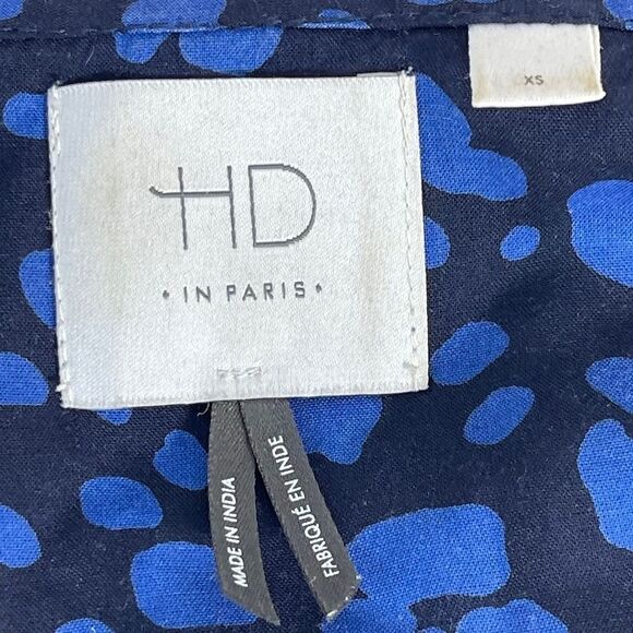 Anthropologie HD In Paris Jessica Blue/Black Print Asymmetrical Tunic Sz XS - Picture 4 of 10